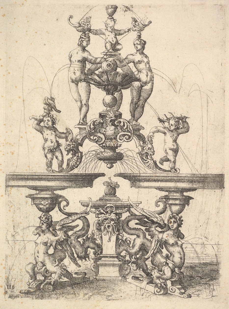 Diseño para una fuente, Placa 119 de Architectura de Dietterlin, 1598 de Wendel Dietterlin the Elder