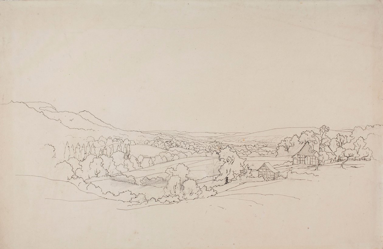 Paisaje ondulado con casas enrejadas de Werner Holmberg