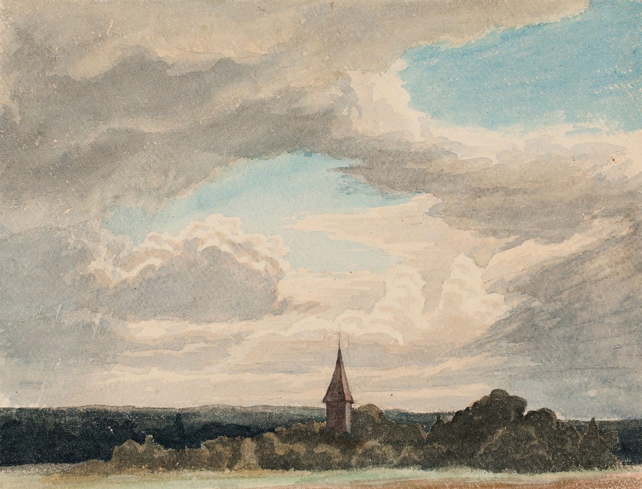 Campanario en un paisaje de Odenthal, estudio de Werner Holmberg