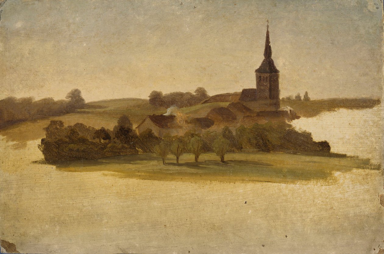 Vista hacia la iglesia de Erkrath, estudio de Werner Holmberg