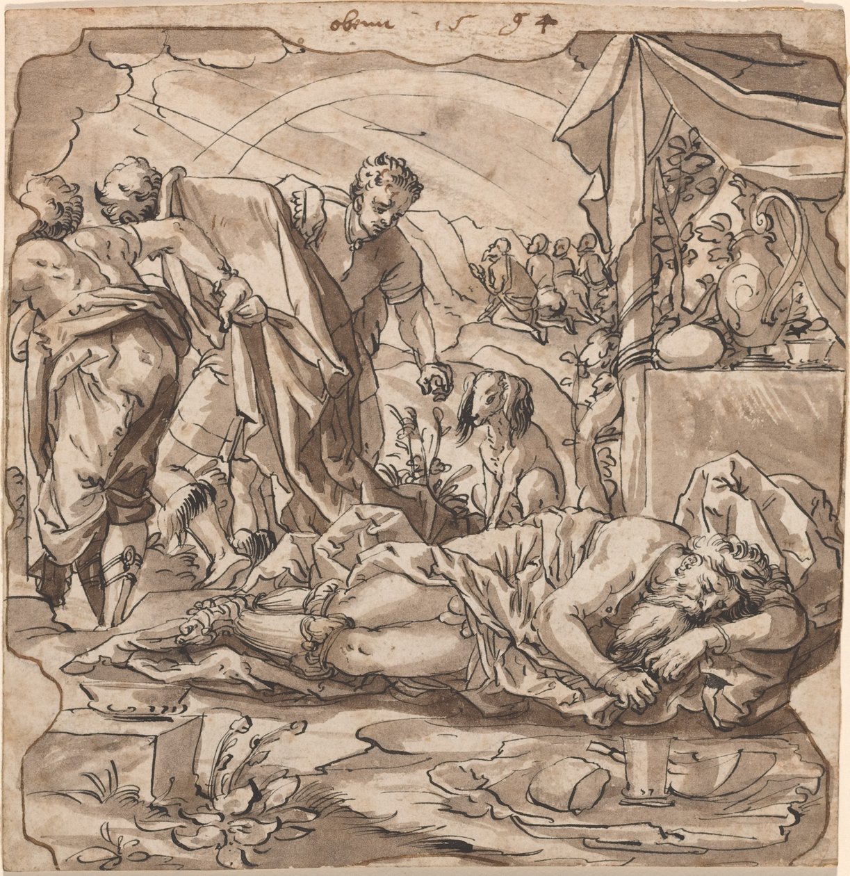 La embriaguez de Noé de Werner Kübler after Tobias Stimmer