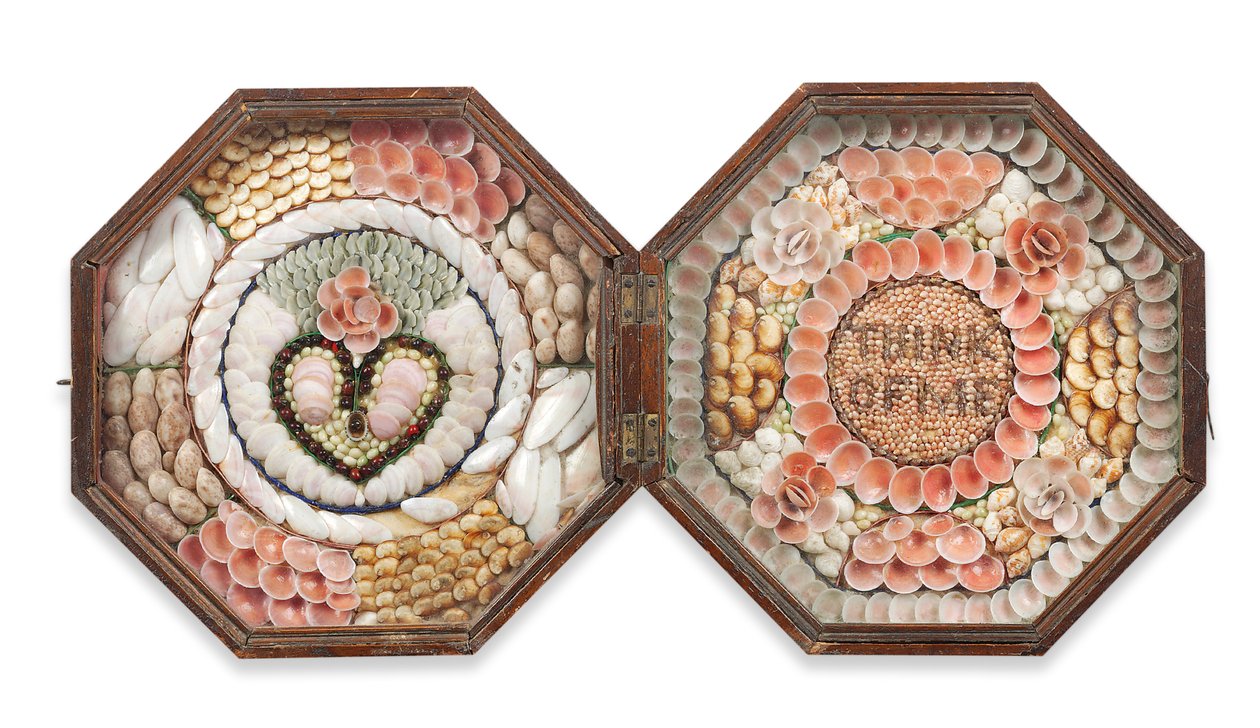 Valentín de marinero de conchas de doble octágono, mediados del siglo XIX de West Indian School