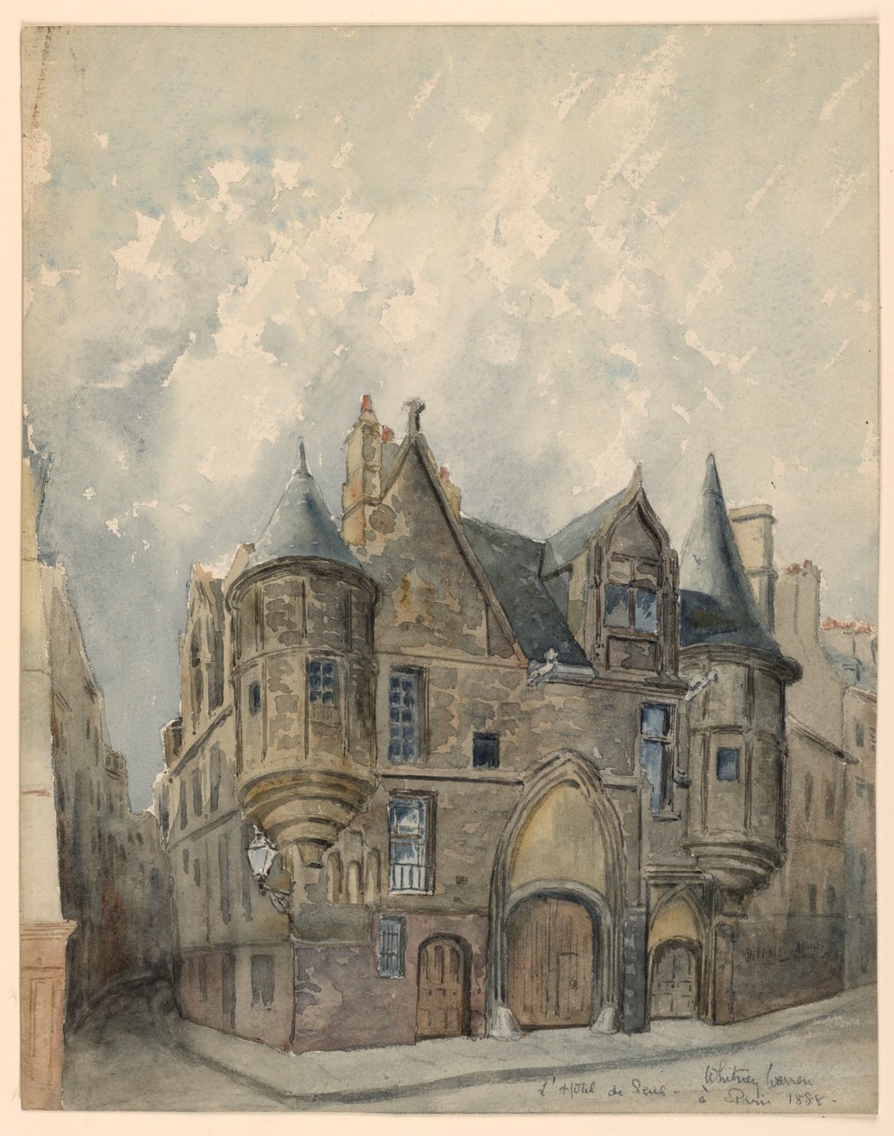 Dibujo, Hotel de Sens, París, 1888 de Whitney Warren Jr.
