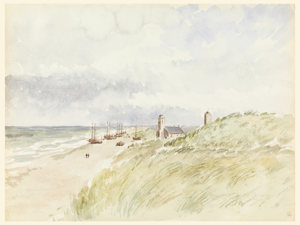 Dibujo, La orilla en Kativigh, Holanda, 21 de agosto de 1887 de Whitney Warren Jr.