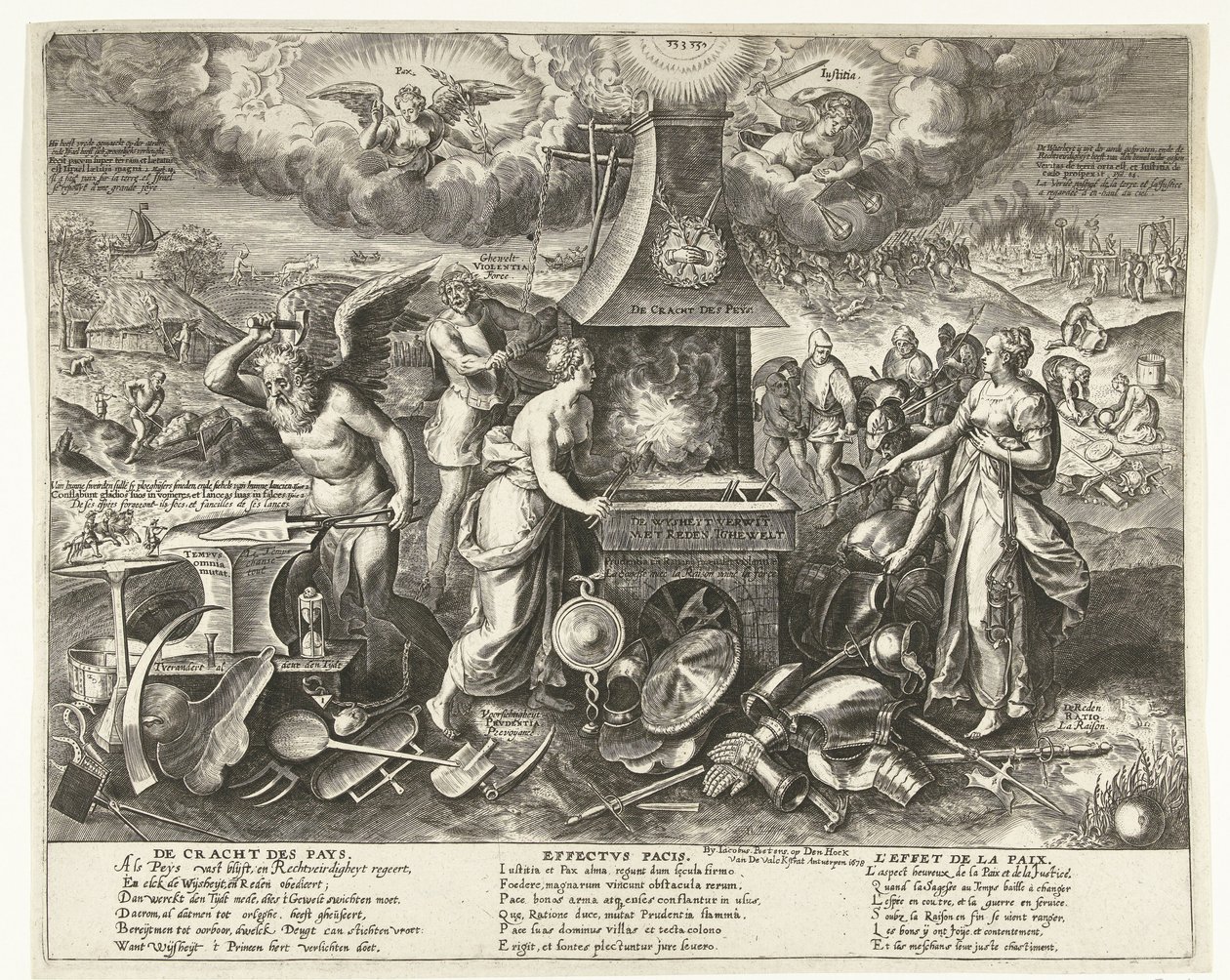 El poder de la paz, 1678 The Power of the Pays (título sobre el objeto) de Wierix