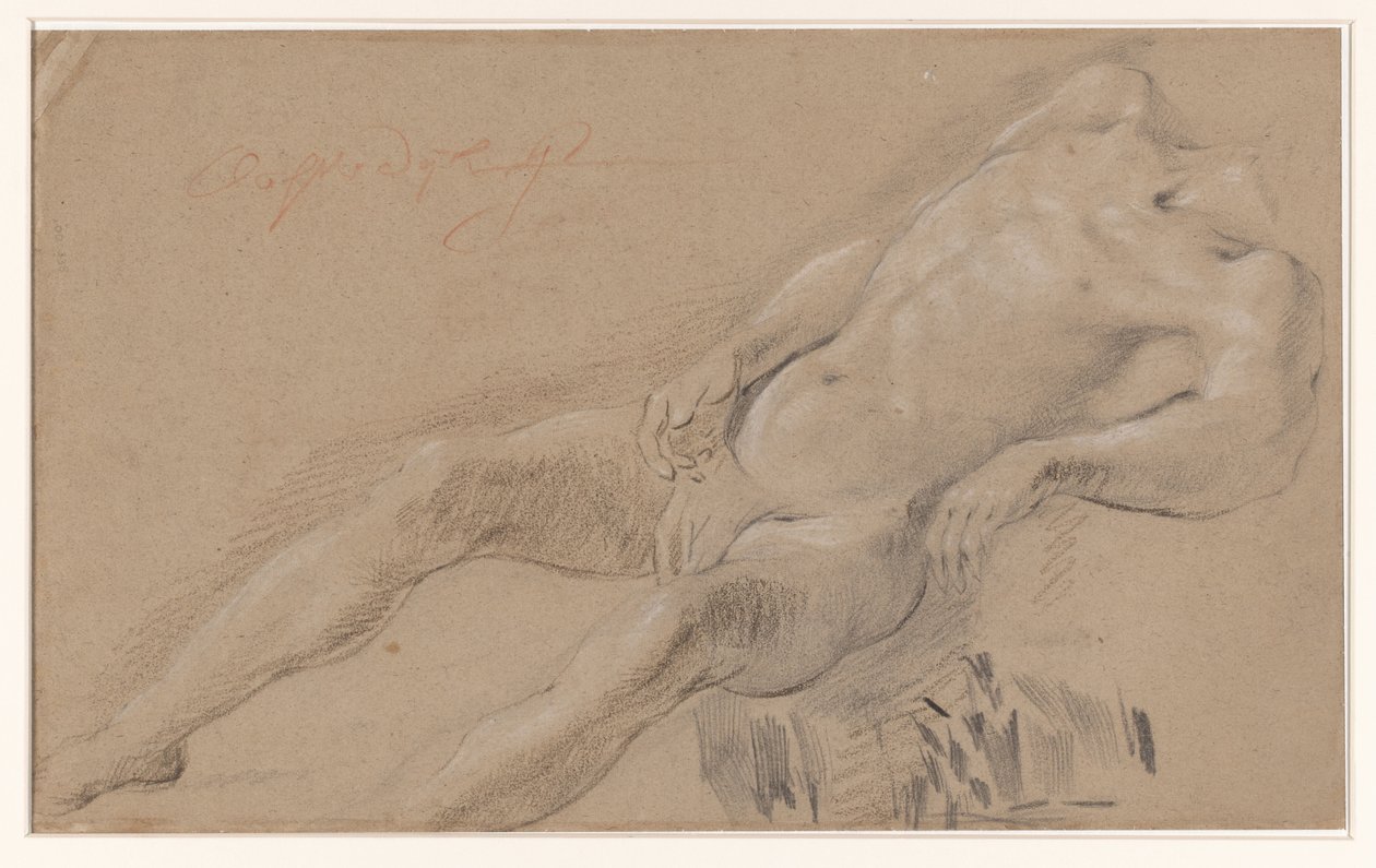 Estudio de un desnudo masculino reclinado, sin cabeza de Wijbrant Oosterdijk