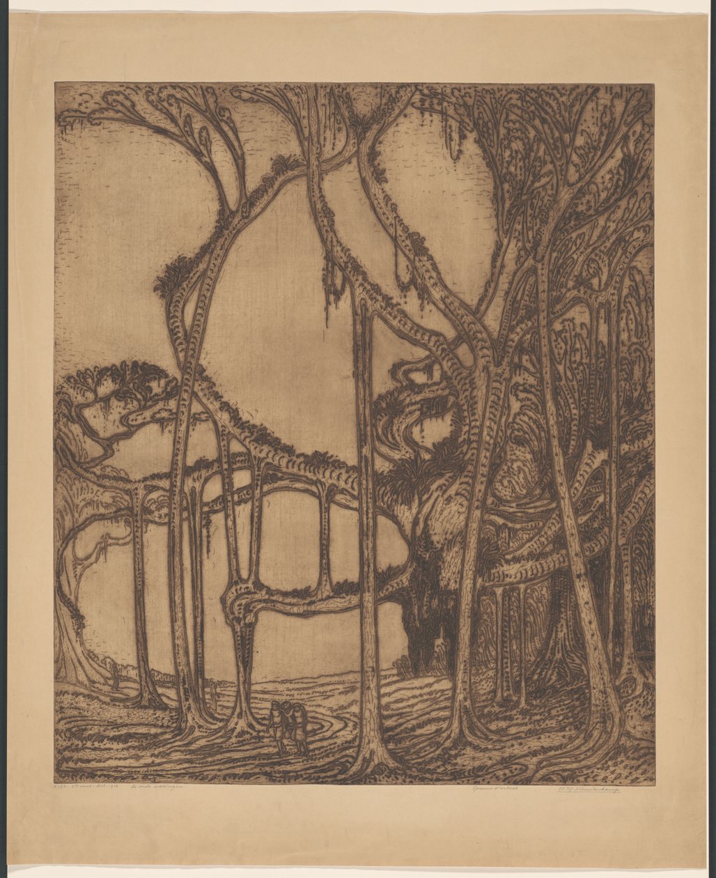 De oude waringin (título original en el objeto) de Wijnand Otto Jan Nieuwenkamp (signed by artist)