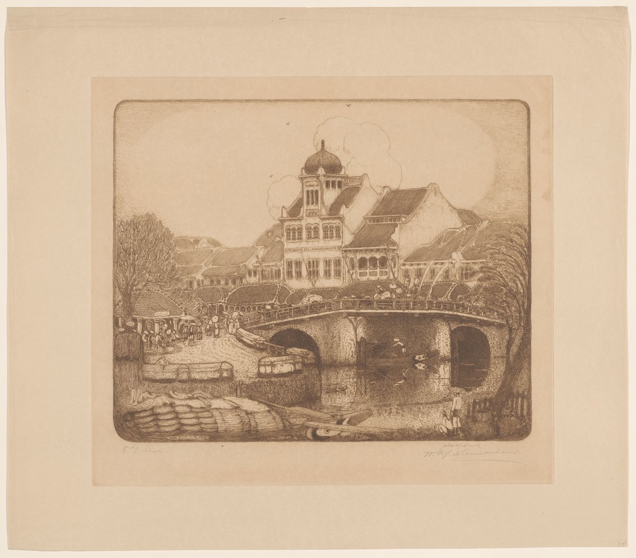 El edificio de oficinas de la empresa Sluyters & Co. Kali Besar Batavia (título original) de Wijnand Otto Jan Nieuwenkamp (signed by artist)