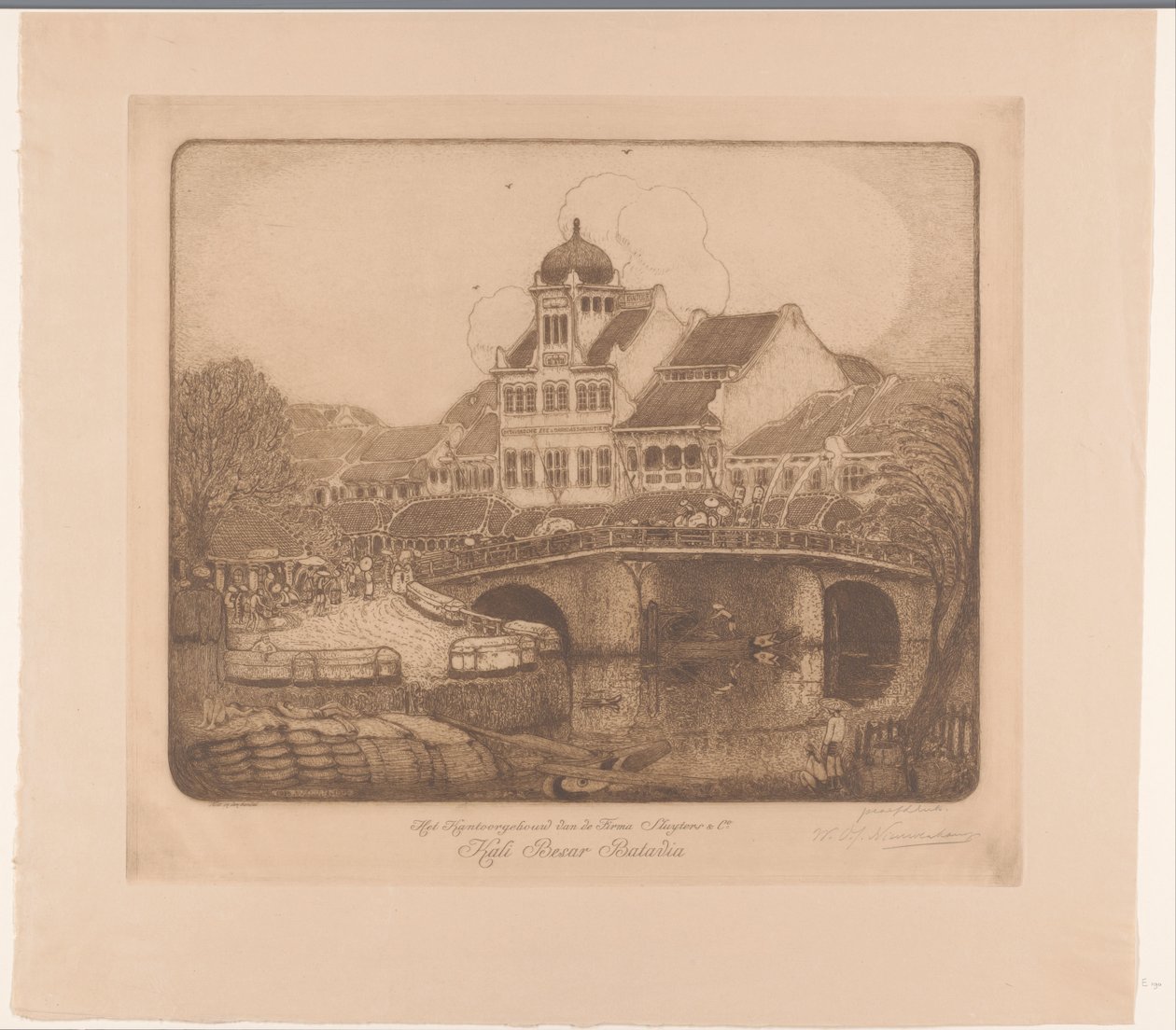 El edificio de oficinas de la empresa Sluyters & Co. Kali Besar Batavia (título original del objeto) de Wijnand Otto Jan Nieuwenkamp (signed by artist)