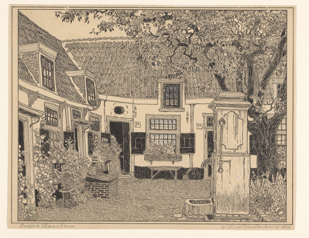 Hofje van Loo en Haarlem de Wijnand Otto Jan Nieuwenkamp (signed by artist)