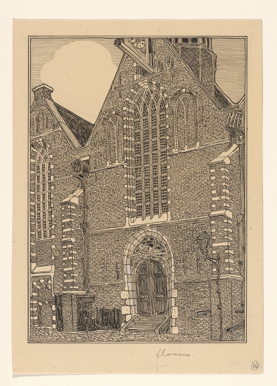 Fachada occidental de Noorderkerk en Hoorn de Wijnand Otto Jan Nieuwenkamp (signed by artist)