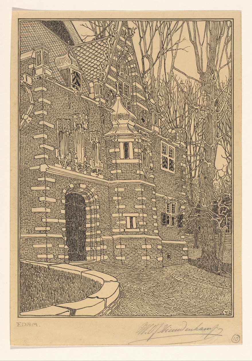 Portal sur de la Grote o Sint-Nicolaaskerk de Edam de Wijnand Otto Jan Nieuwenkamp (signed by artist)