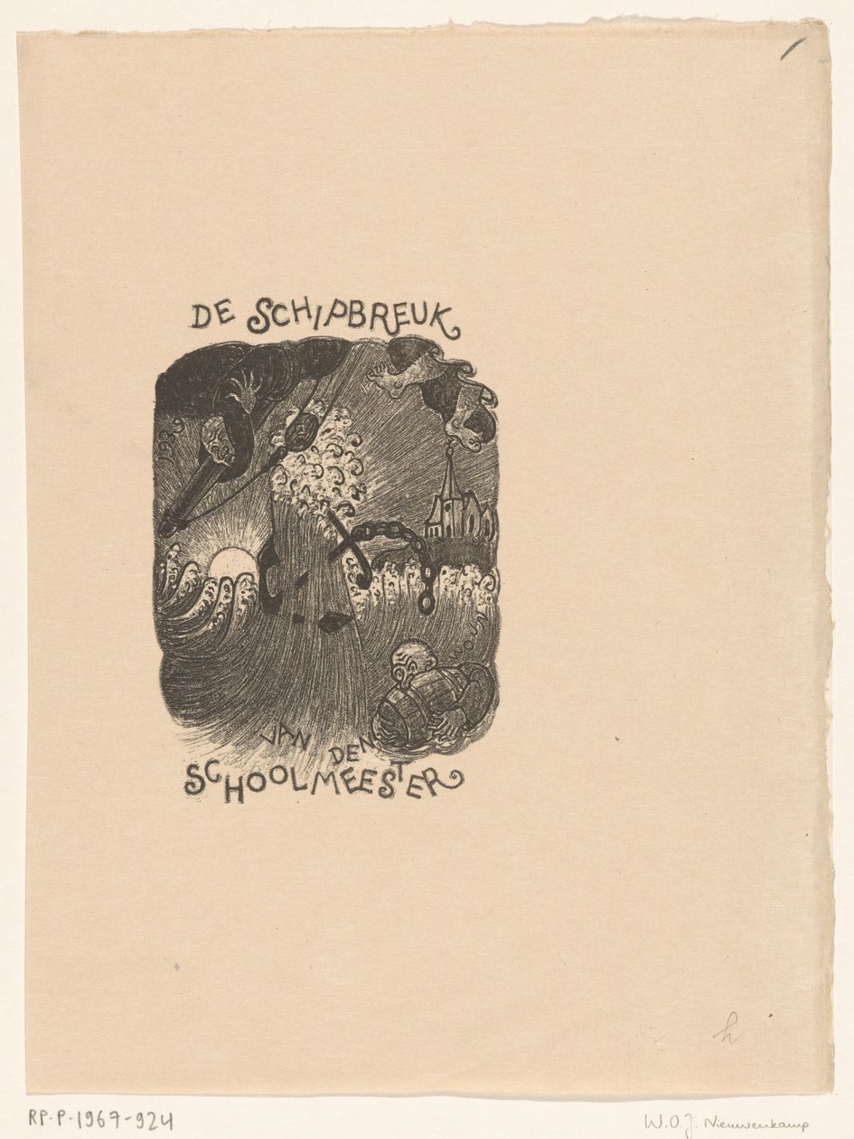 Diseño de una portada para: El maestro de escuela, El naufragio de Wijnand Otto Jan Nieuwenkamp