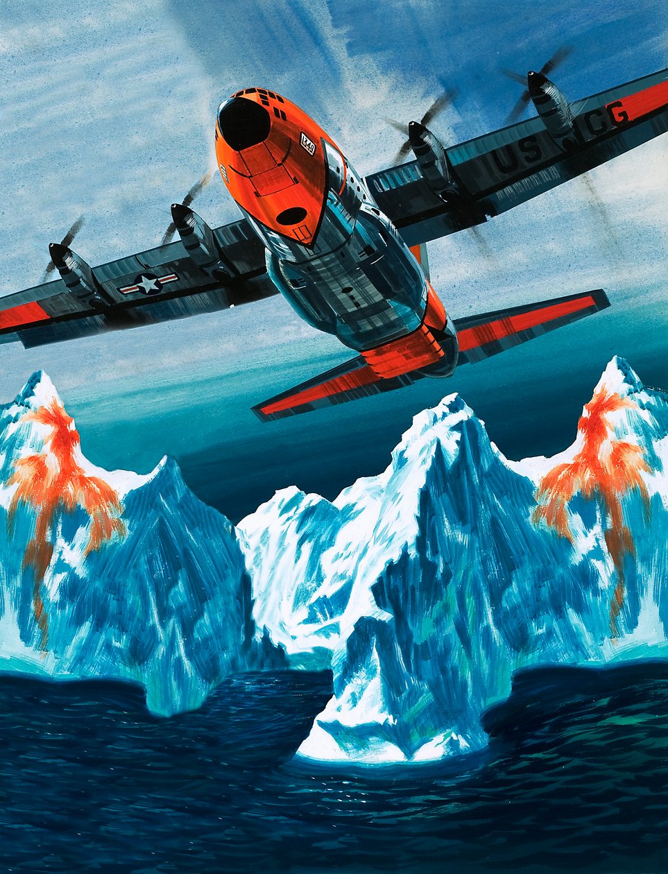 Un Lockheed Hercules patrulla icebergs para la Guardia Costera de Wilf (20th century) Hardy