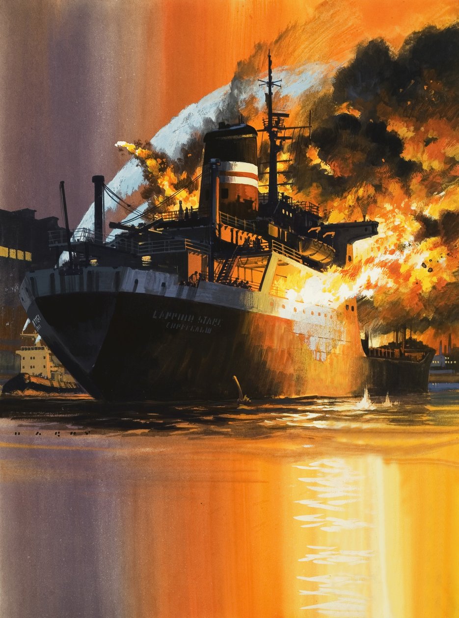 Barco en llamas de Wilf (20th century) Hardy