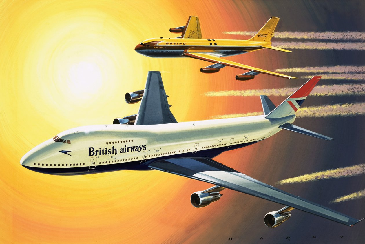Boeing 747 con Boeing 707 al fondo de Wilf (20th century) Hardy