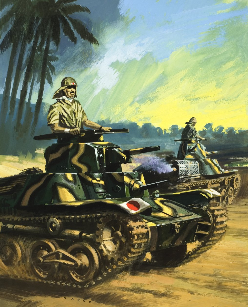 Tanques japoneses (gouache sobre papel) de Wilf (20th century) Hardy