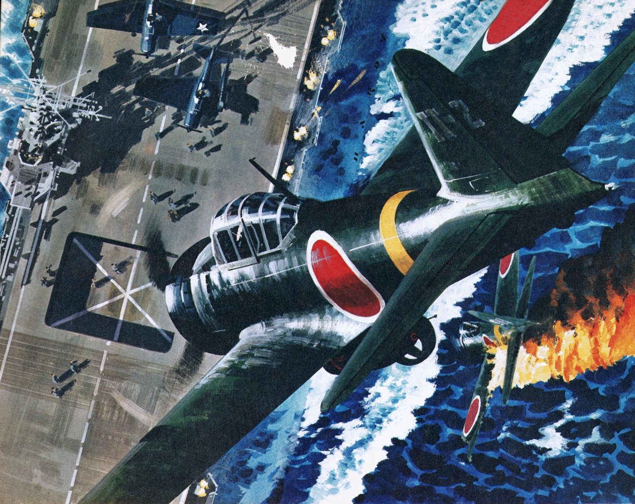 Ataque suicida japonés contra un portaaviones estadounidense de Wilf (20th century) Hardy