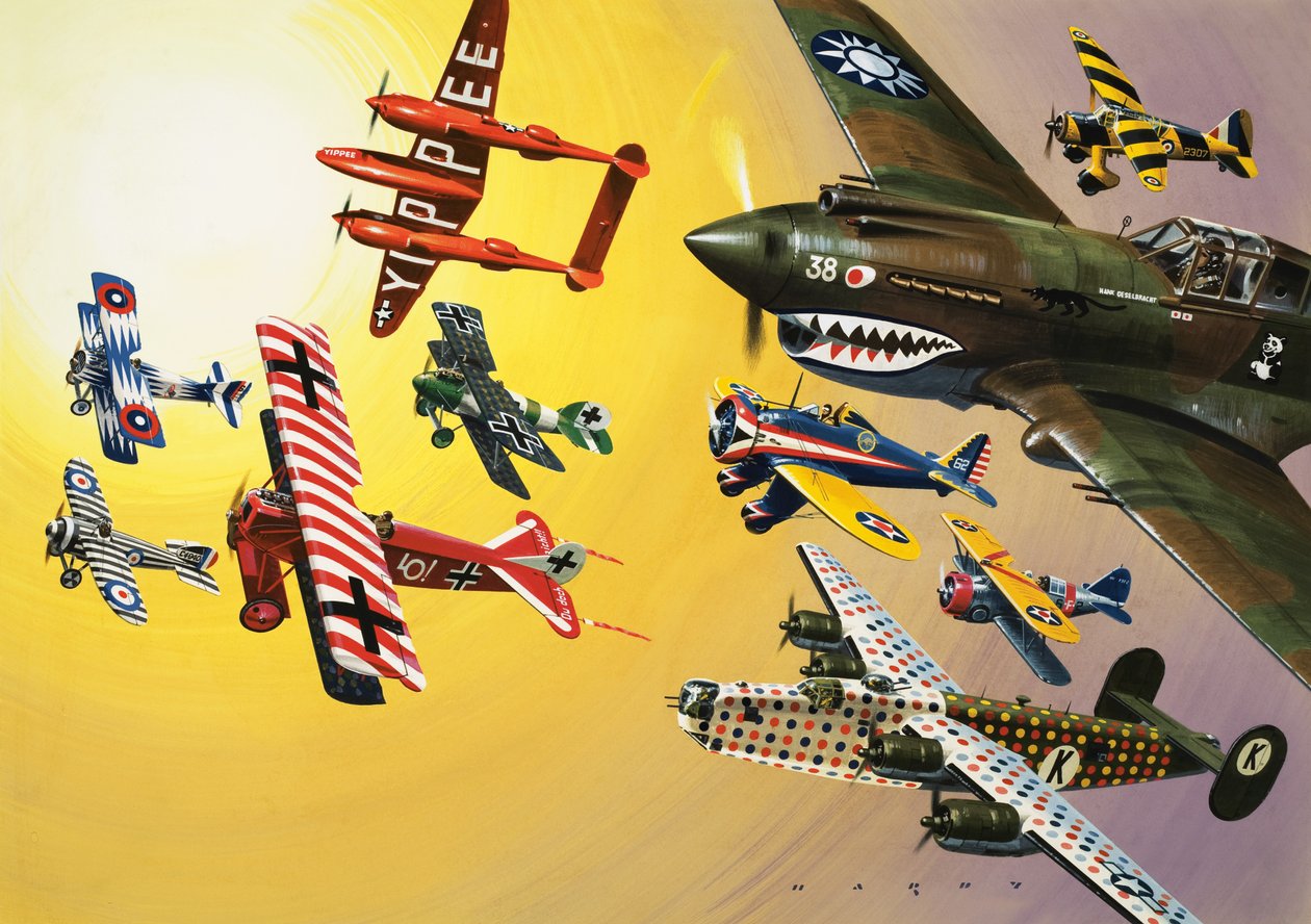 Montaje de aviones con marcas de colores de Wilf (20th century) Hardy
