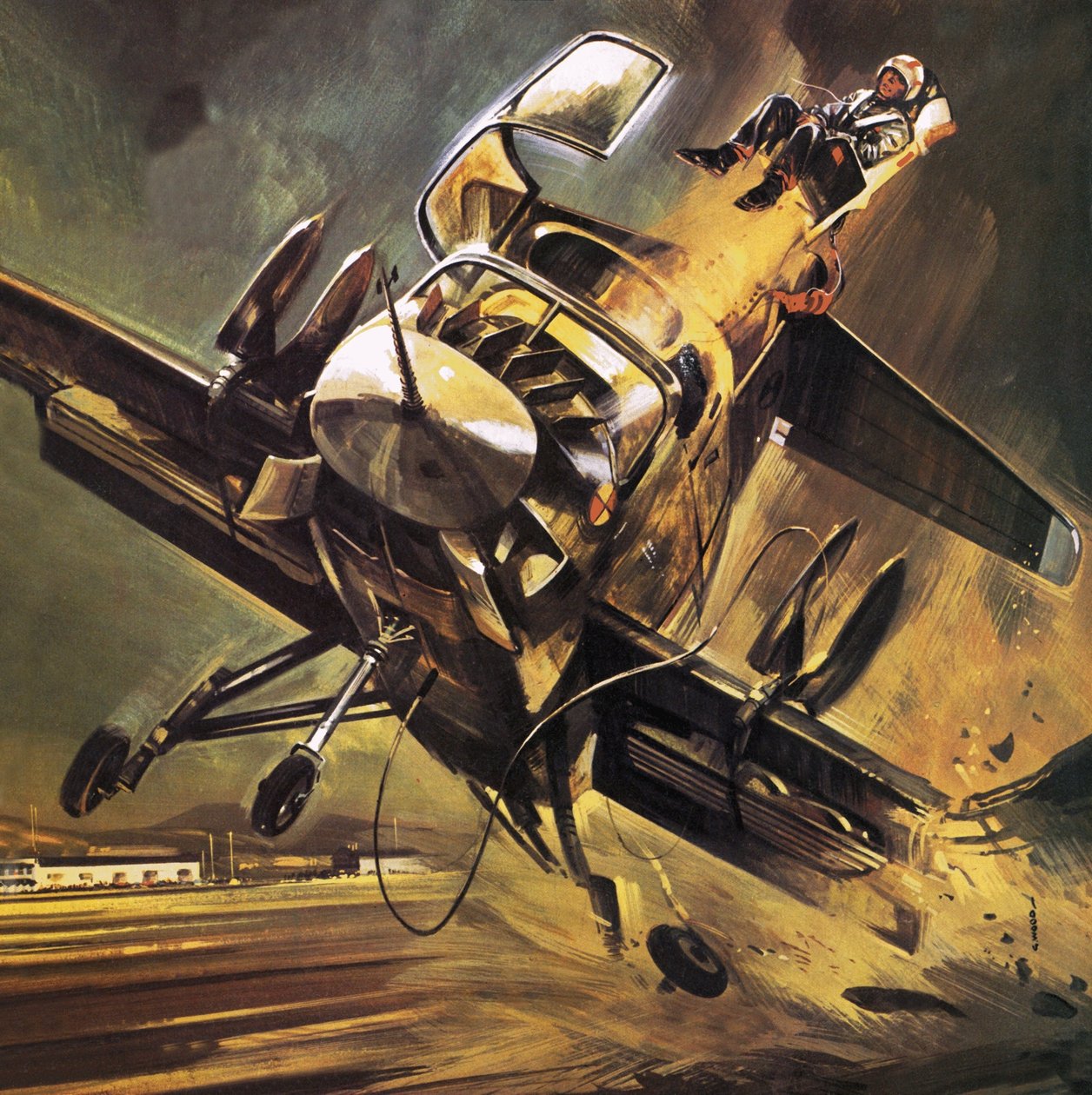 Piloto siendo eyectado del Ryan XV-5 Jump Jet de Wilf (20th century) Hardy