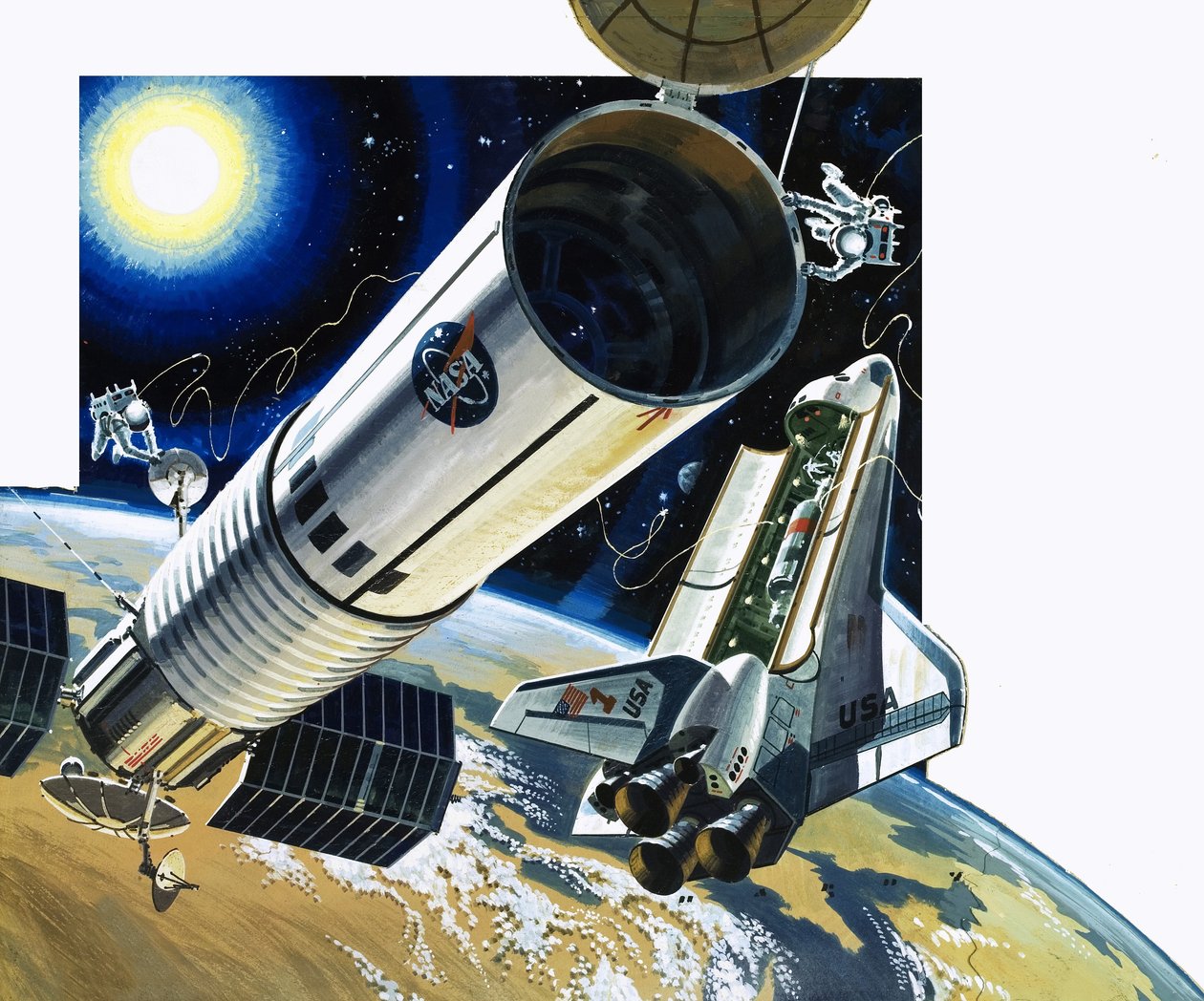 Escena no identificada de un transbordador espacial de Wilf (20th century) Hardy