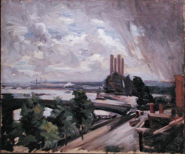 Puente de Battersea desde Cheyne Walk, Chelsea (óleo sobre lienzo) de Wilfred Gabriel de Glehn