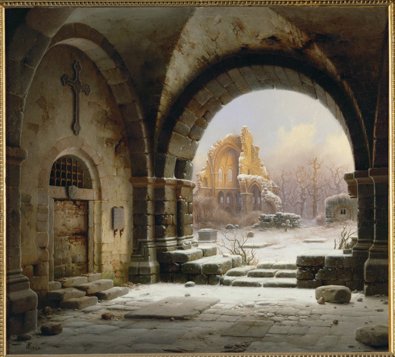 Ruinas de la abadía de Heisterbach, Renania ... (pintura sobre lienzo) de Wilhehm Steuerwaldt