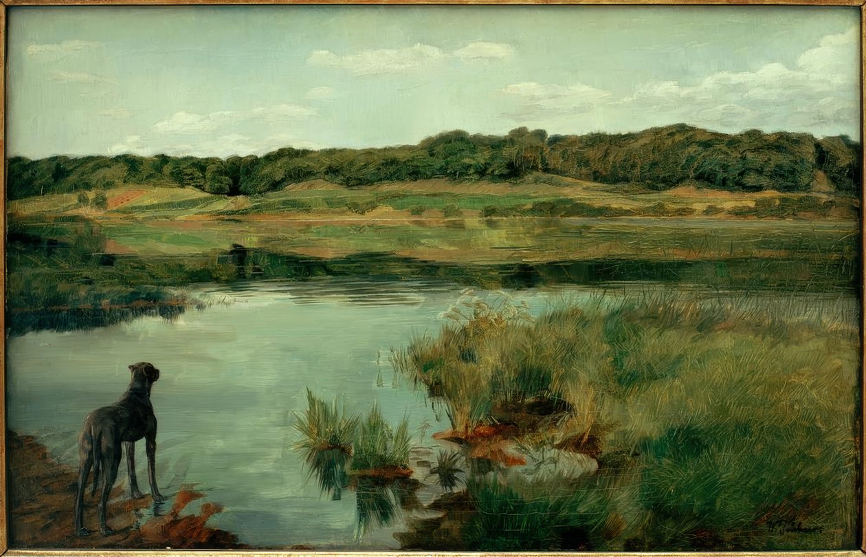 Dogge en el lago Weßlinger de Wilhelm Trübner