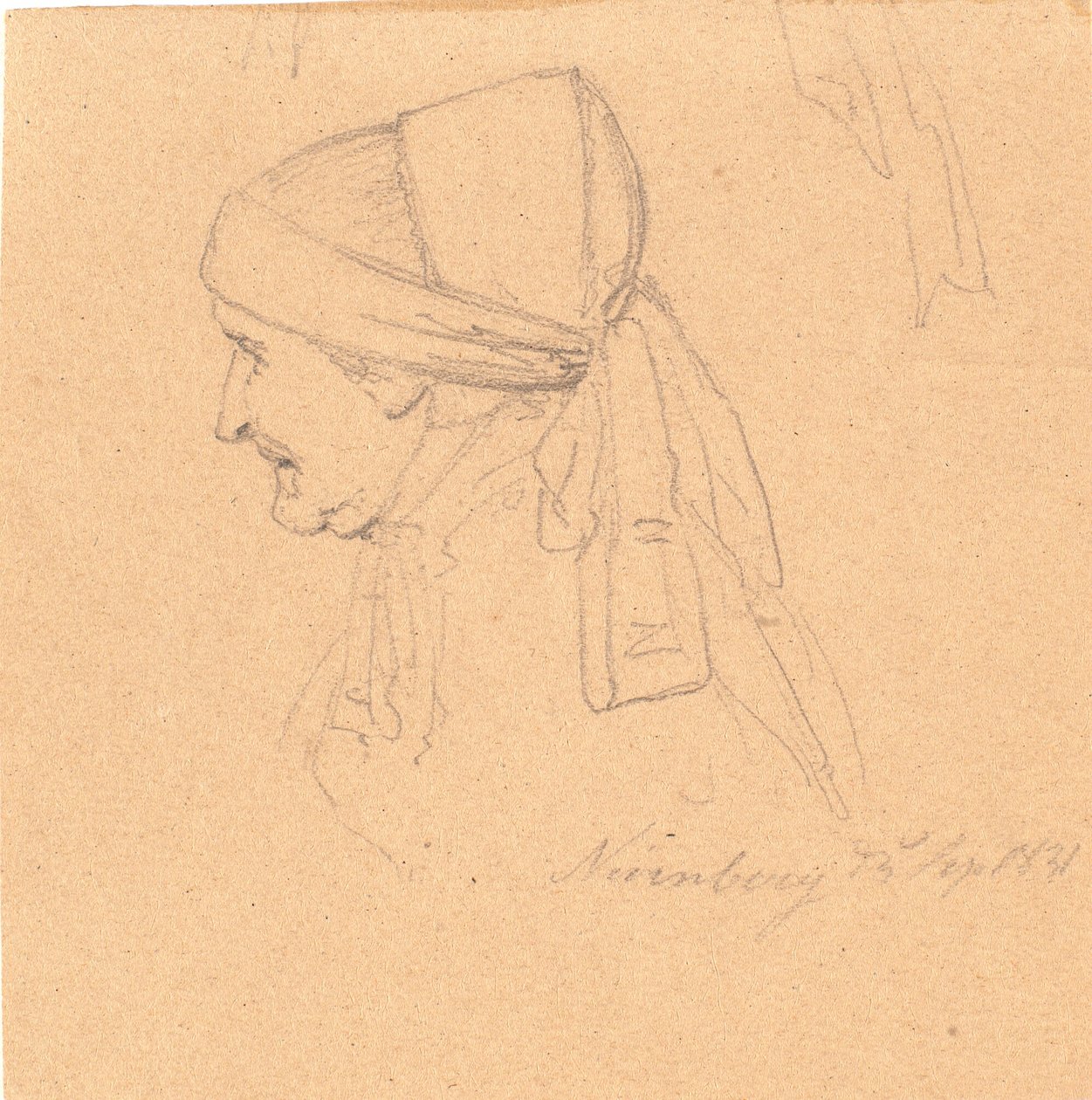 Cabeza de una vieja. Perfil a la izquierda de Wilhelm Bendz