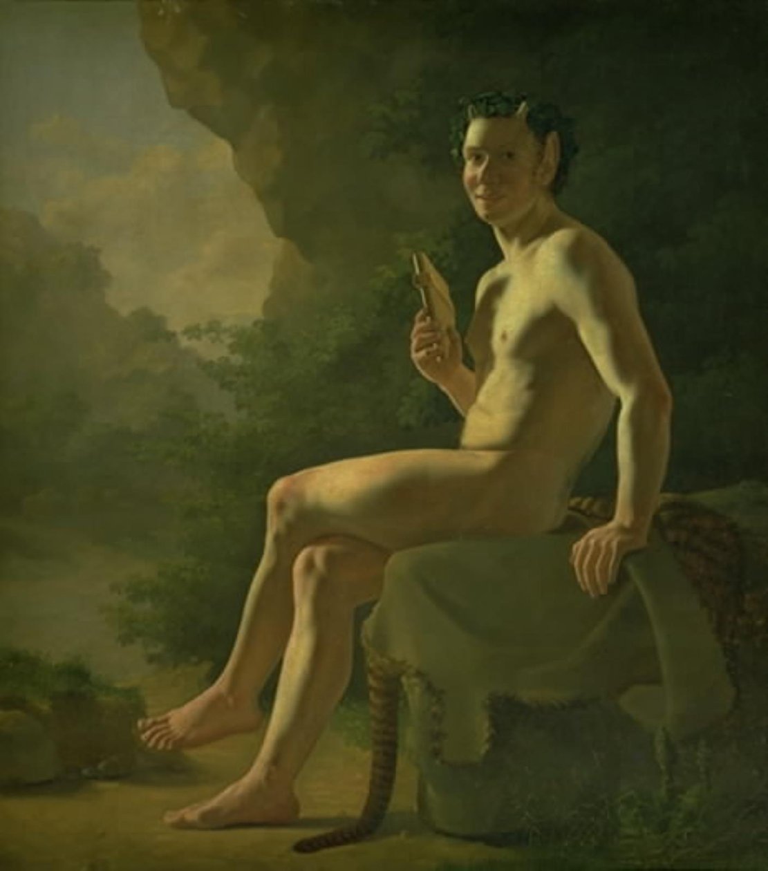 Joven Pan en una cueva. Figura modelo de Wilhelm Bendz
