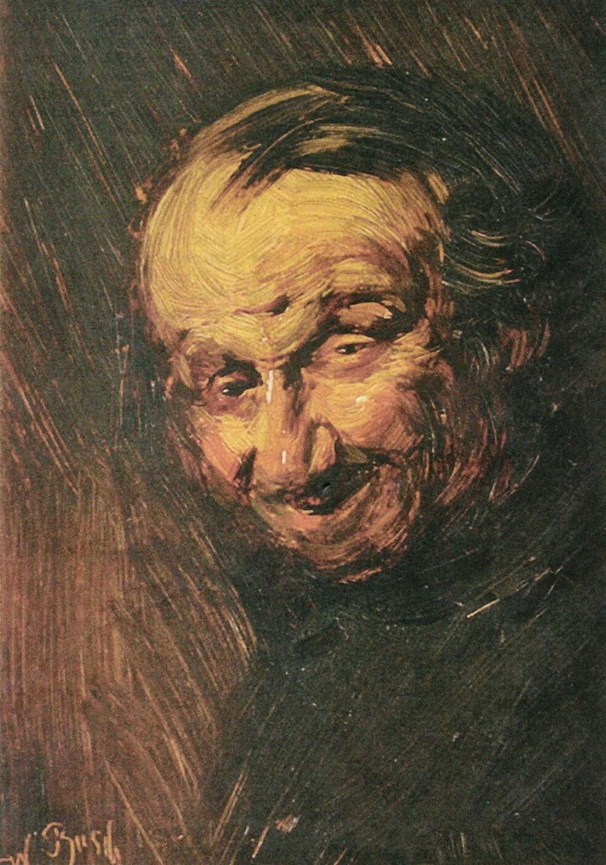 Alemán: El hombre hueso, cabeza de un anciano de Wilhelm Busch