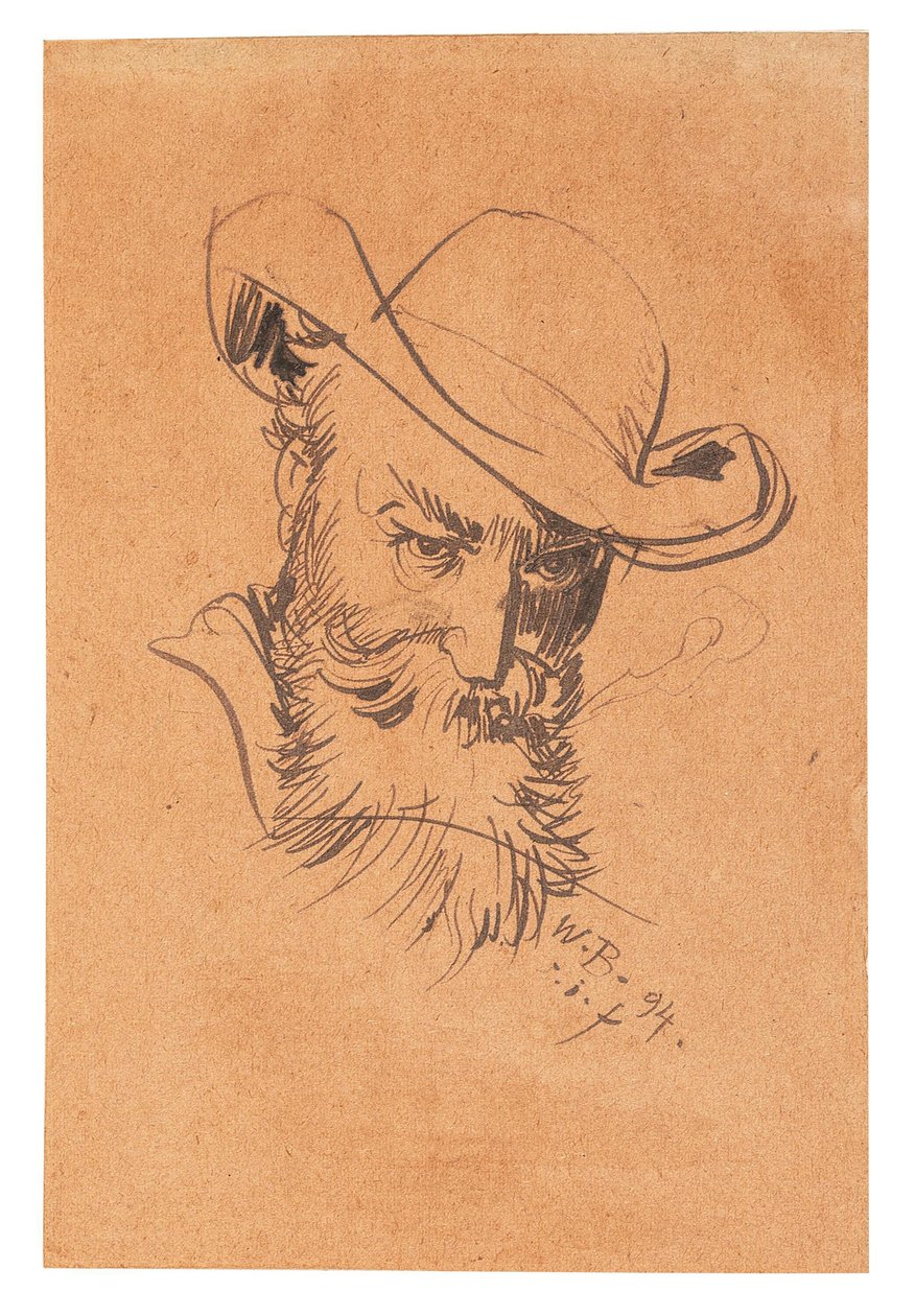 Autorretrato con sombrero de Wilhelm Busch