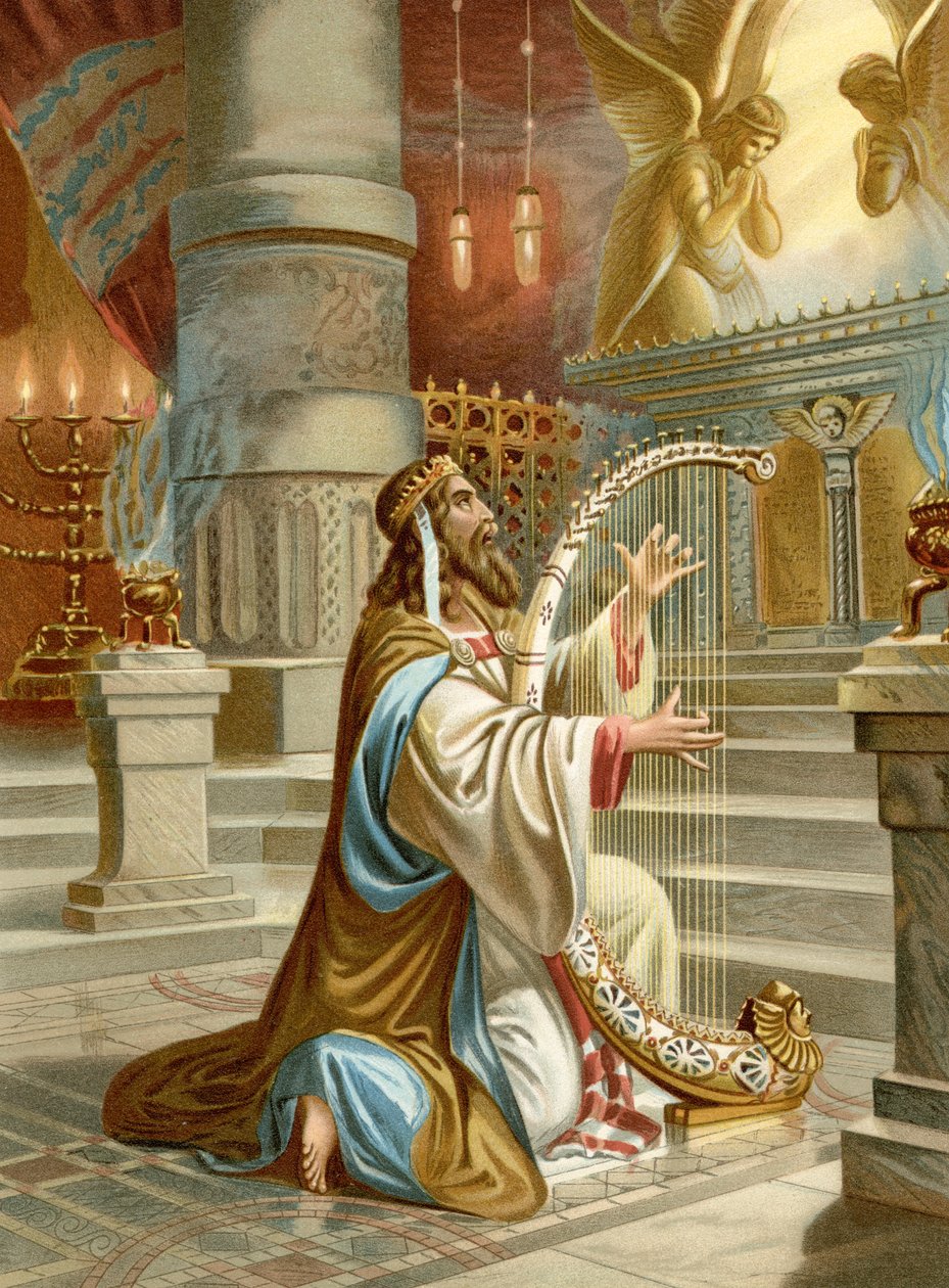 David el salmista (litografía en color) de Wilhelm Ebbinghaus