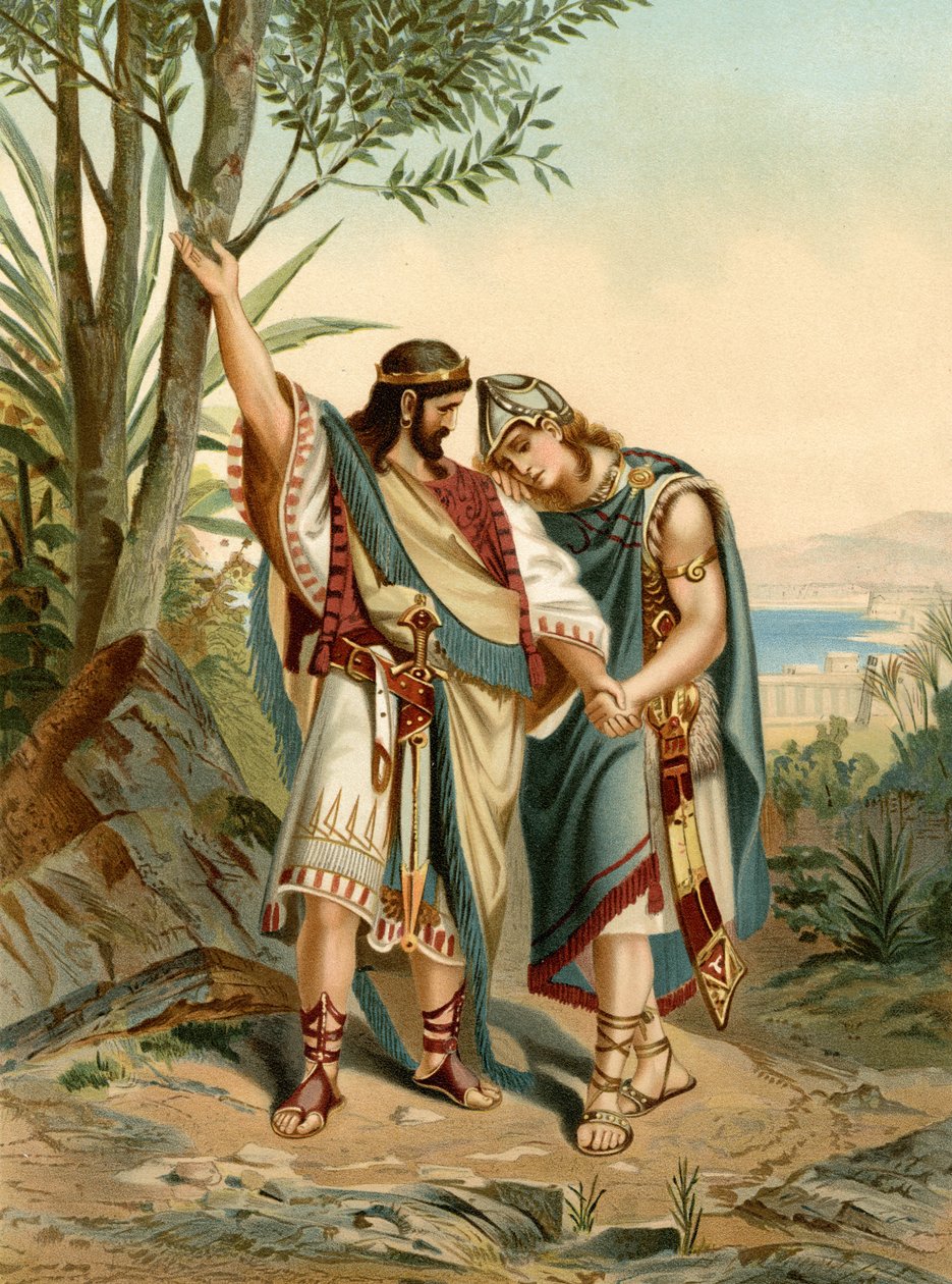 La amistad de Jonathan y David (litografía en color) de Wilhelm Ebbinghaus
