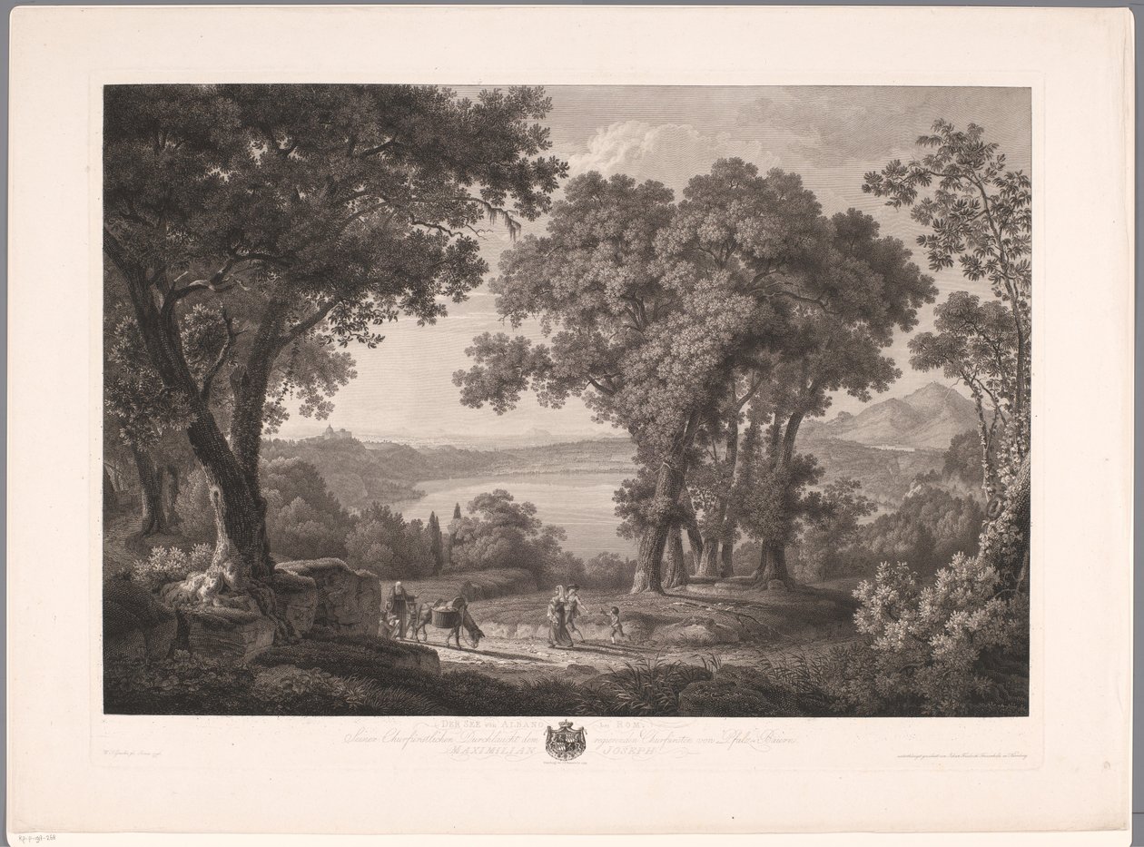 Vista del lago Albano cerca de Roma Der See von Albano dei Rom (título sobre el objeto) de Wilhelm Friedrich Gmelin