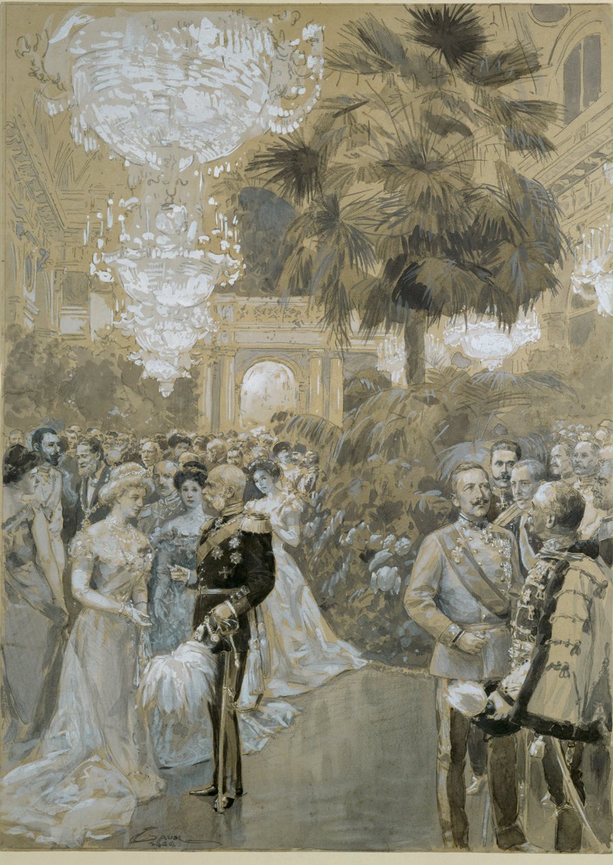 Baile de corte en el Hofburg vienés, palacio de la ciudad de los emperadores de Austria-Hungría ... de Wilhelm Gause