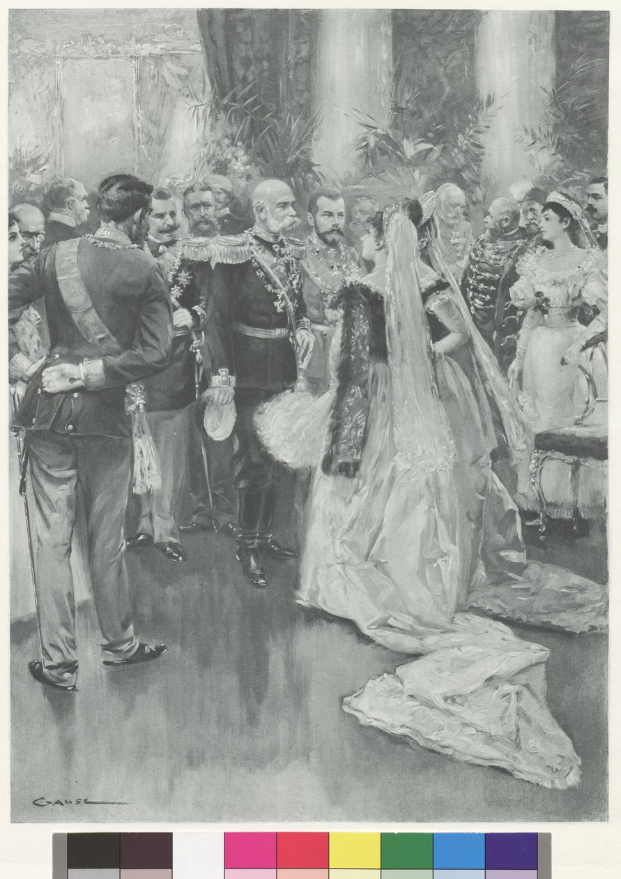 El emperador Francisco José I y el zar Nicolás II en Petersburgo tras la gran cena de gala de Wilhelm Gause