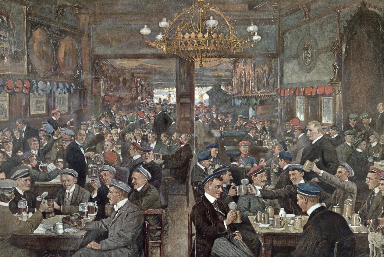 La brasserie estudiantil del Thuringer Hof en Leipzig, c.1900 de Wilhelm Gause