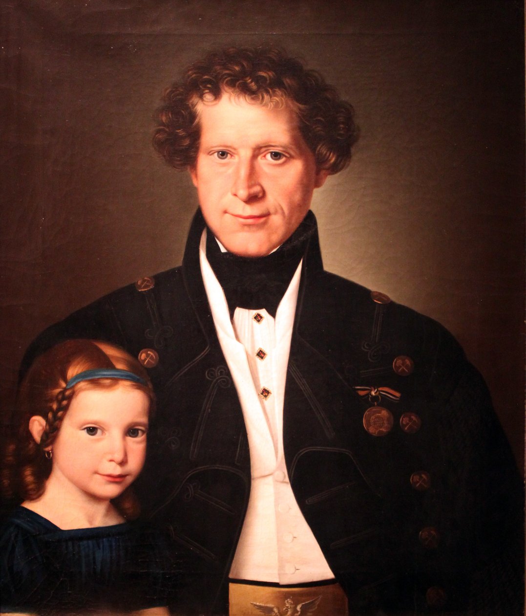 El maestro fundidor Ferdinand Zimmermann con su hija Marie} de Wilhelm Gottfried Bauer