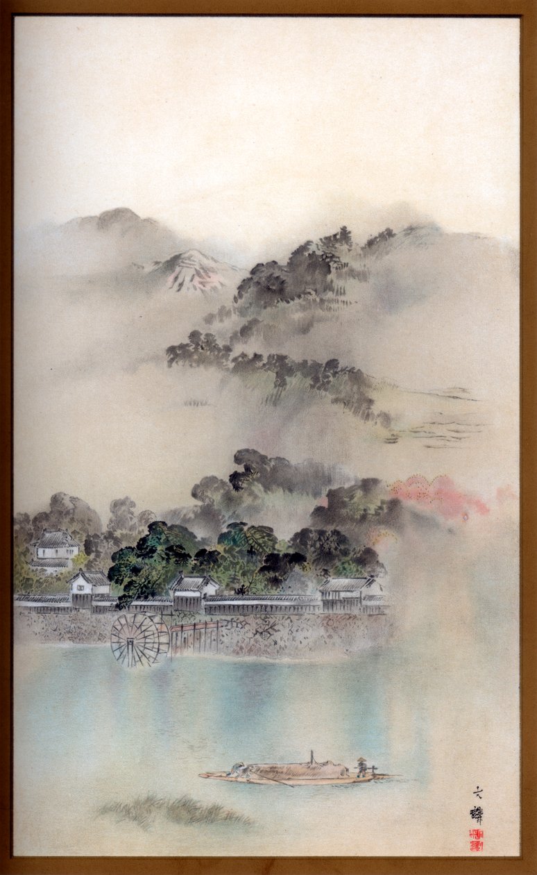 Una mañana de primavera en el río Yodo, c1870 1886 de Wilhelm Greve