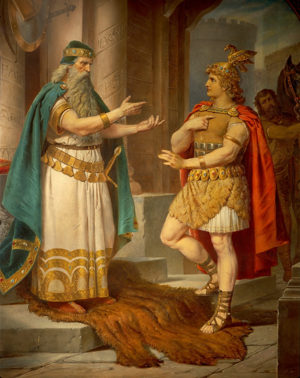 El Rey Sigurd se encuentra con el sabio ermitaño Grypin, de la Saga de Sigurd, Salón Inferior, c.1882-83 de Wilhelm Hauschild