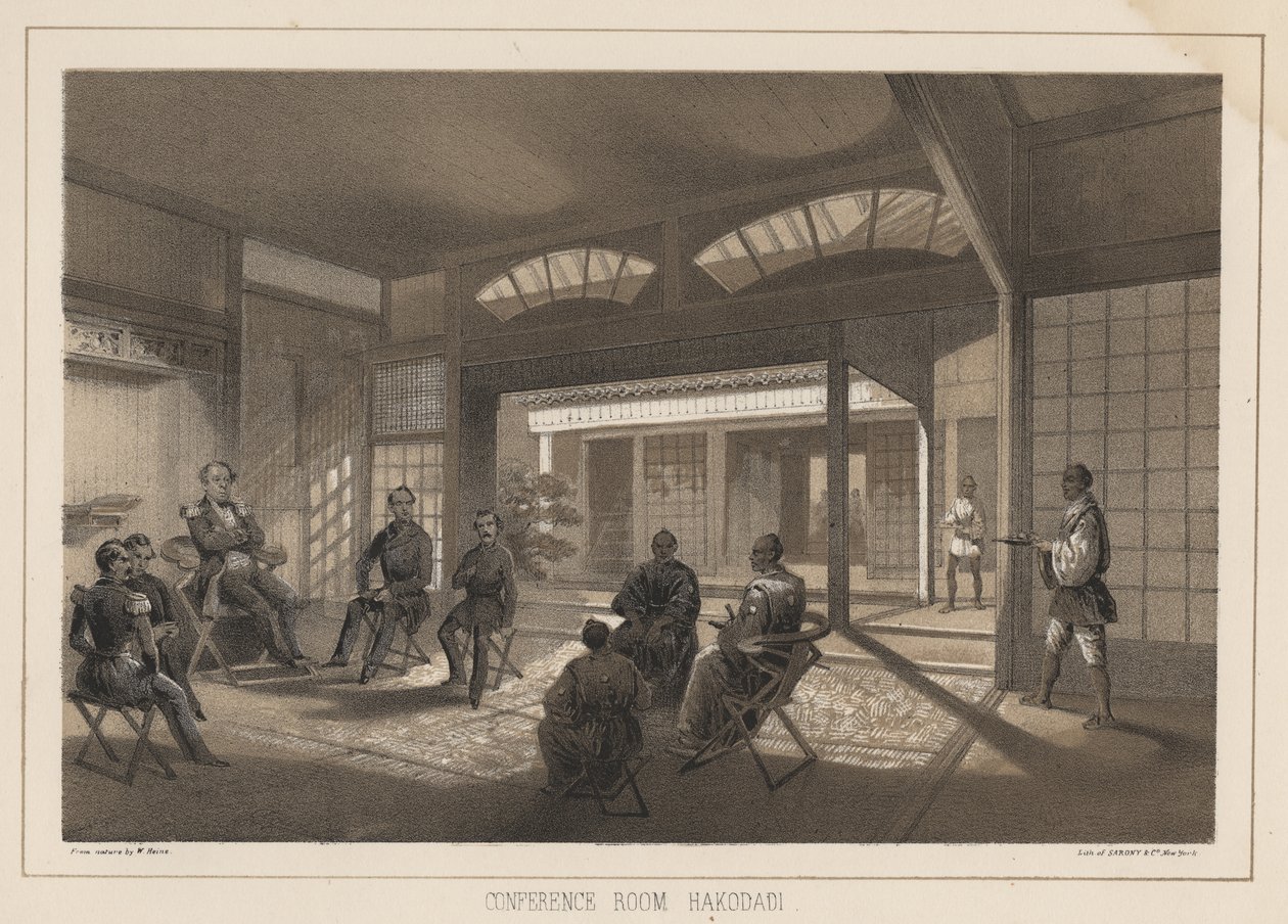 Sala de conferencias, Hakodadi, 1855 de Wilhelm Joseph Heine