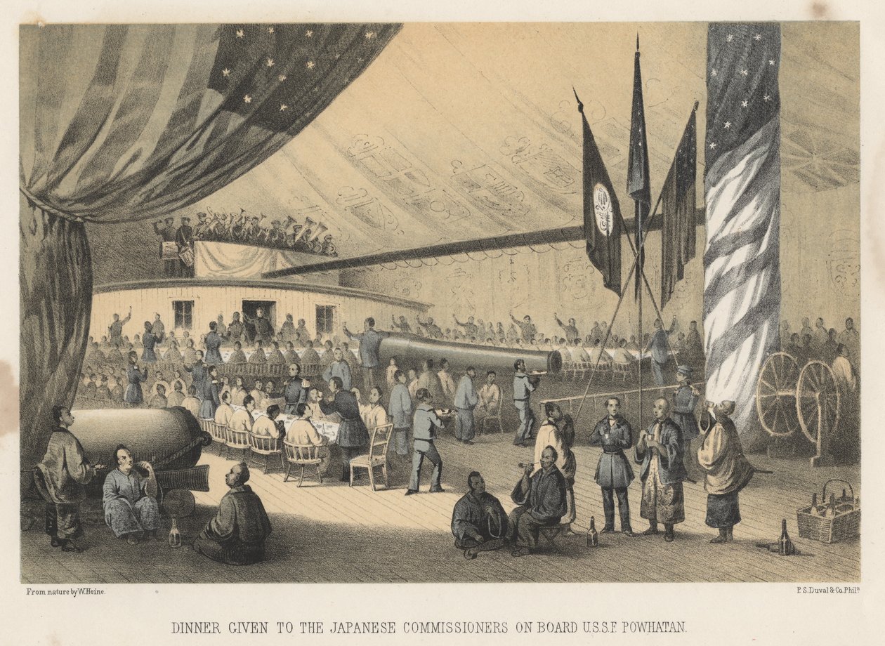 Cena ofrecida a los Comisionados Japoneses a bordo del U.S.S.F. Powhatan, 1855 de Wilhelm Joseph Heine