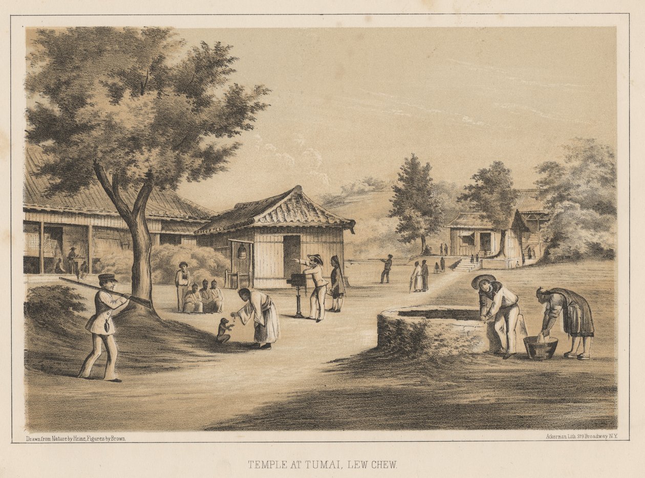 Templo en Tumai, Lew Chew, 1855 de Wilhelm Joseph Heine