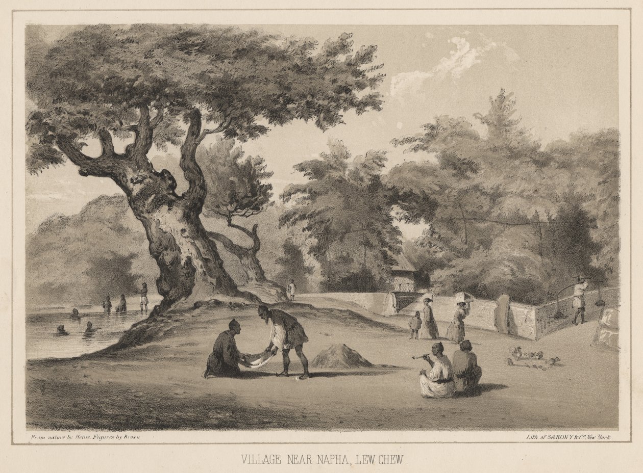 Pueblo cerca de Napha, Lew Chew, 1855 de Wilhelm Joseph Heine