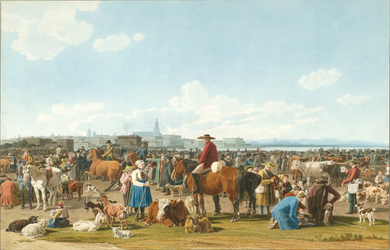 Mercado de ganado cerca de Génova, 1820 de Wilhelm Kobell Ritter von
