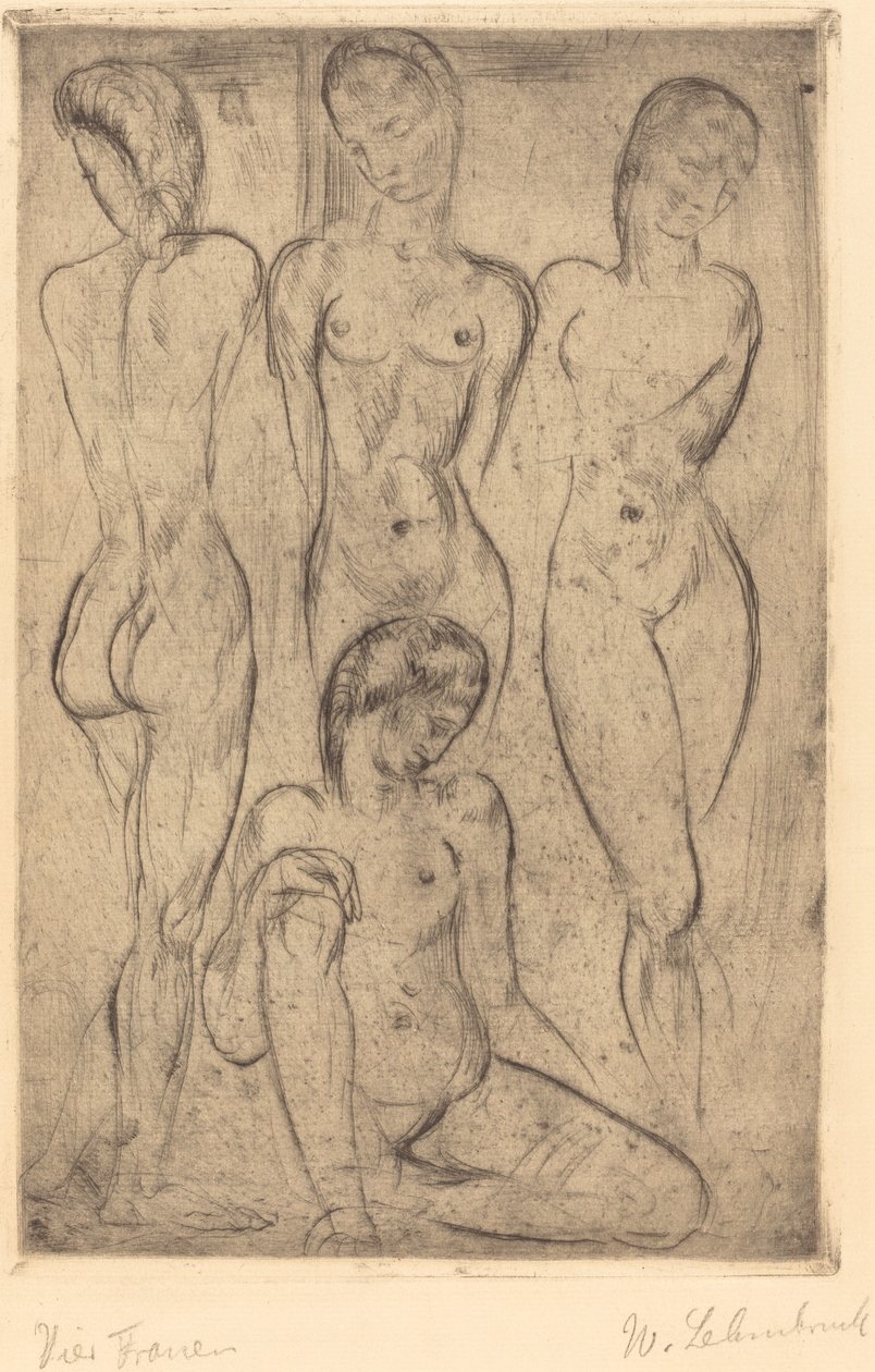 Cuatro mujeres; tres de pie, una sentada de Wilhelm Lehmbruck