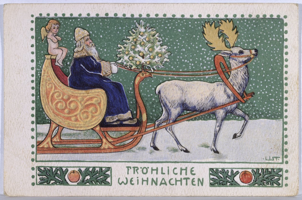 Postal que representa a Papá Noel en su trineo, c.1910 de Wilhelm List