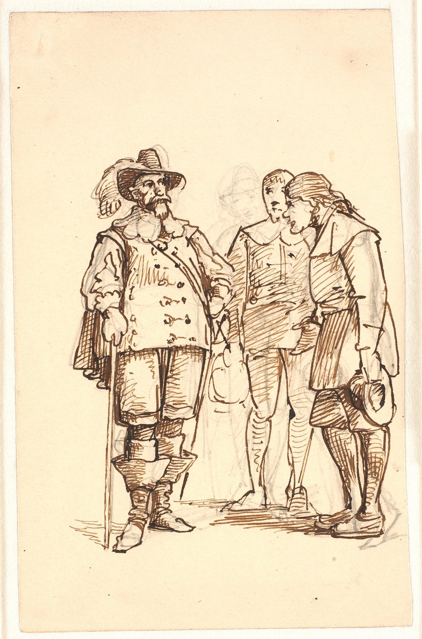 Noble de la época de Chr. 4 hablando con dos hombres de Wilhelm Marstrand