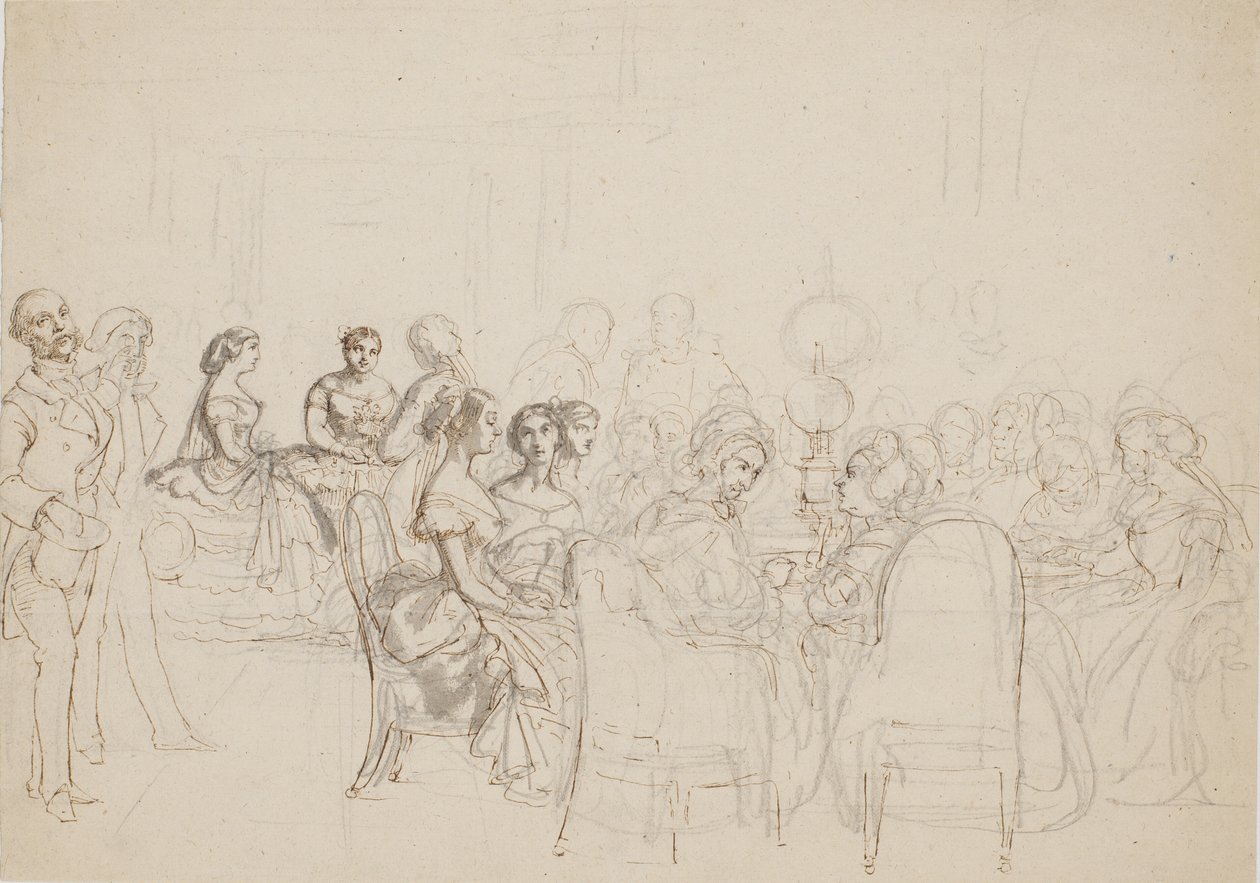 Reunión vespertina en casa de la princesa Charlotte Frederikke en Roma de Wilhelm Marstrand